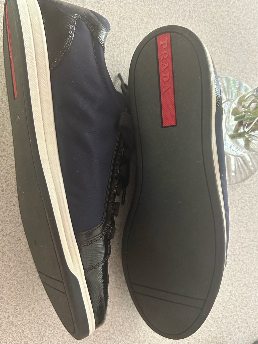 Prada Navy and Black Low-Top Sneakers